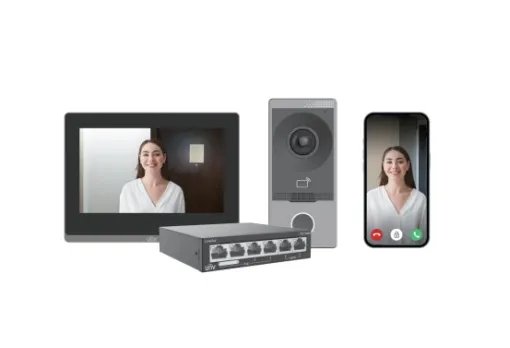 Uniview Video Intercom Kit — 7″ Monitor + Door Station + PoE Switch